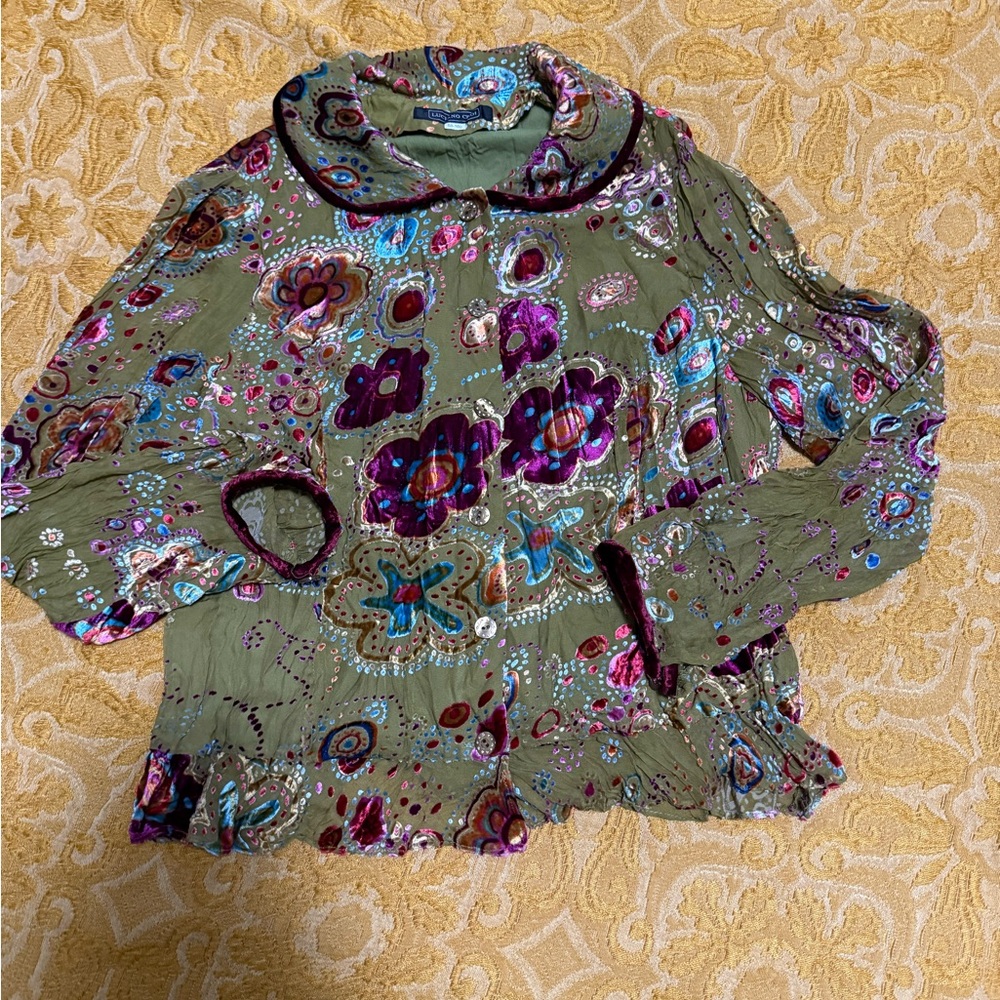 Luciano Choi Floral Embroidered Blouse